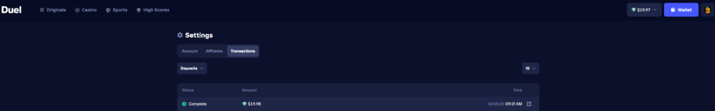 Duel deposit transaction