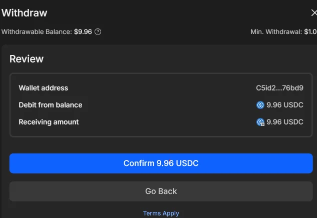 Betdex confirm withdrawal