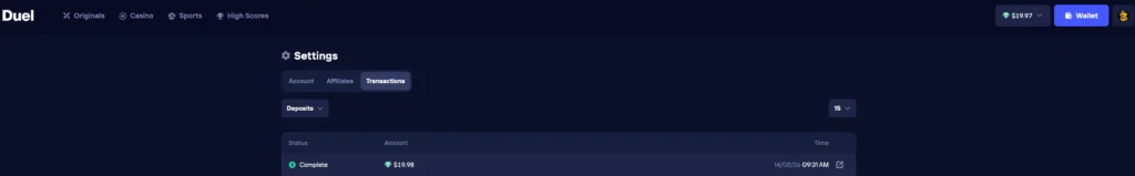 Duel deposit transaction