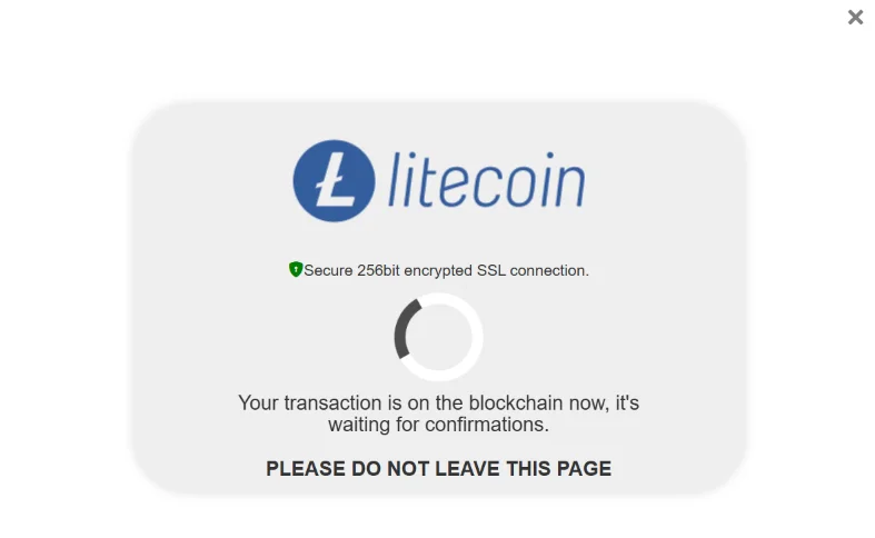 Everygame ltc deposit screen