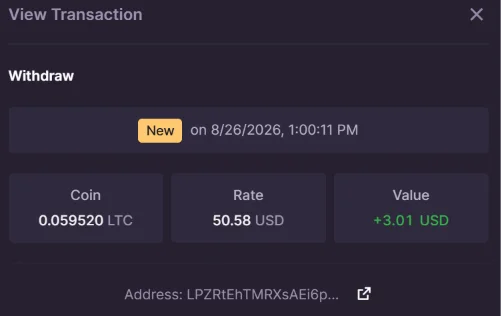 Min Withdrawal LTC 500