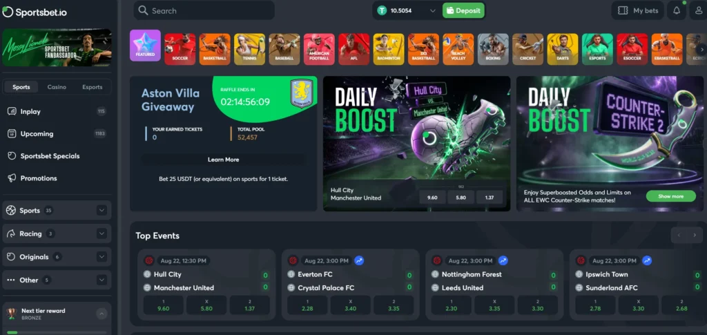 Sportsbet.io Sports location