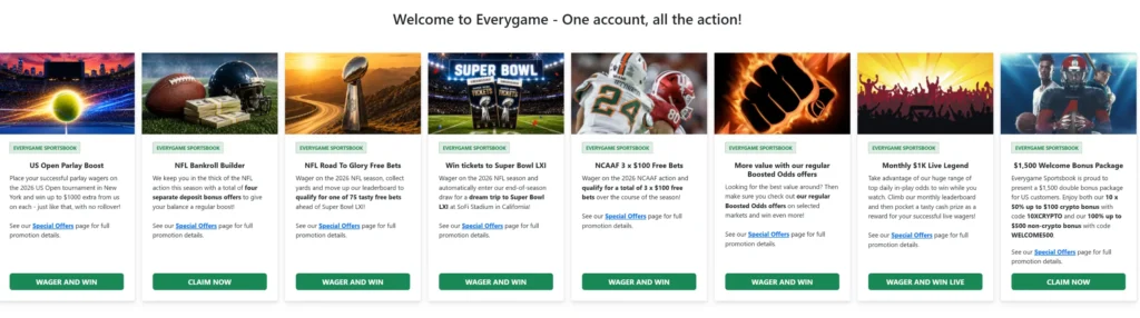 Sportsbook promotions at Everygame